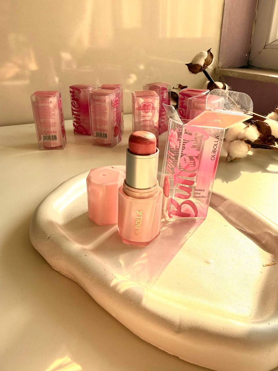 رژگونه کره ای دوپ شیگلم برند اولیبولا olibolla رژگونه خیس کرمی استیکی